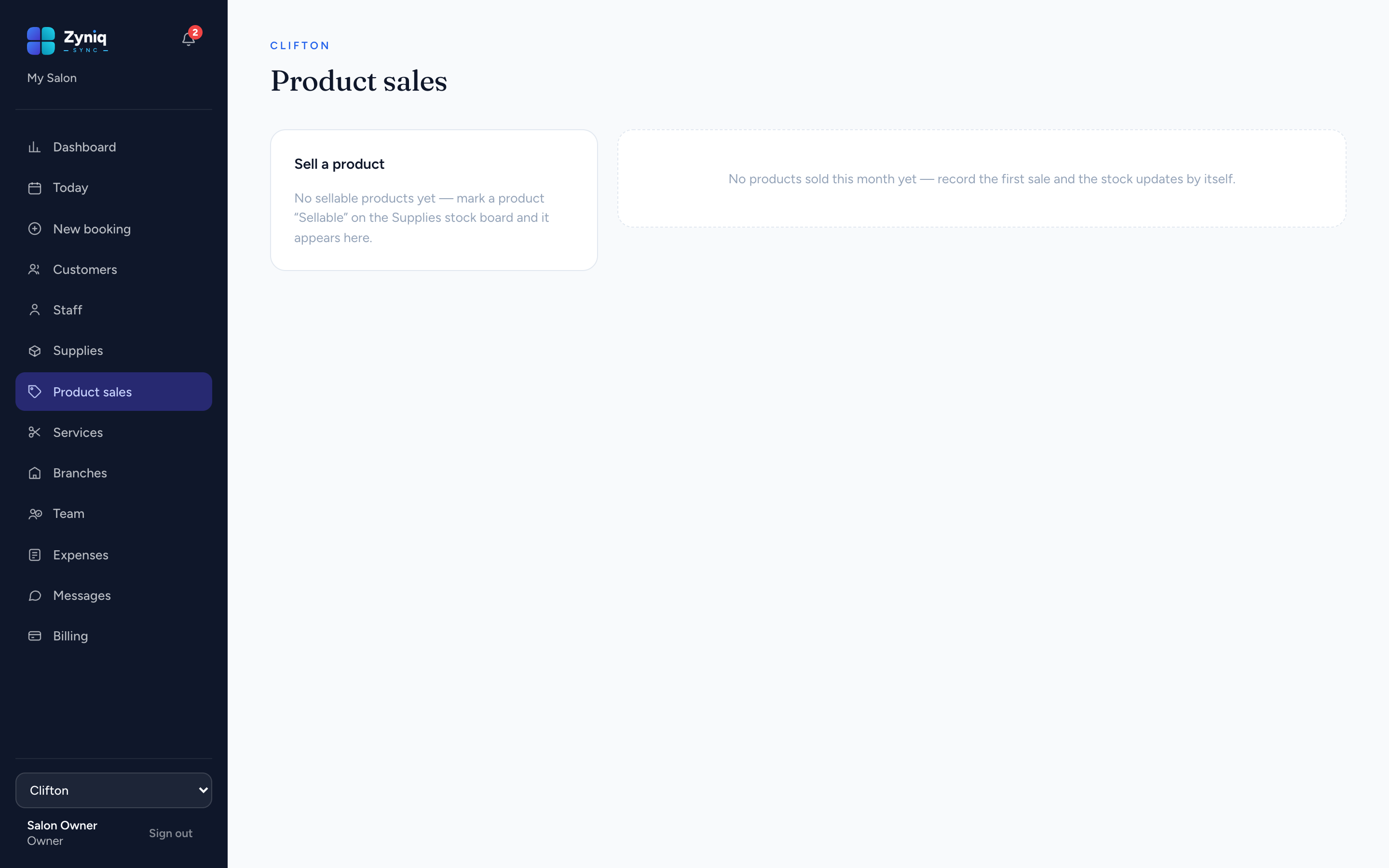 Zyniq Sync — Product sales