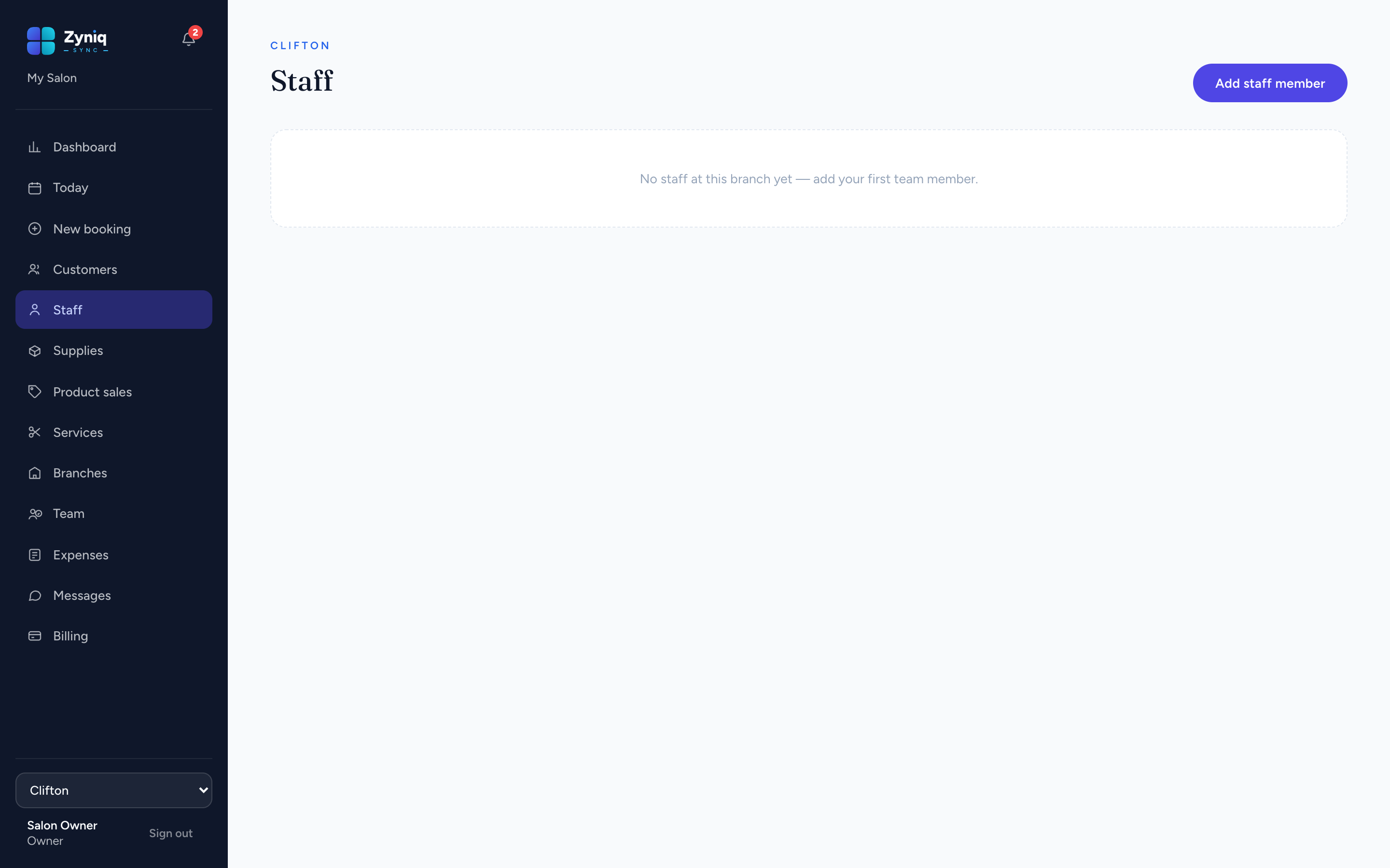 Zyniq Sync — Staff & payroll