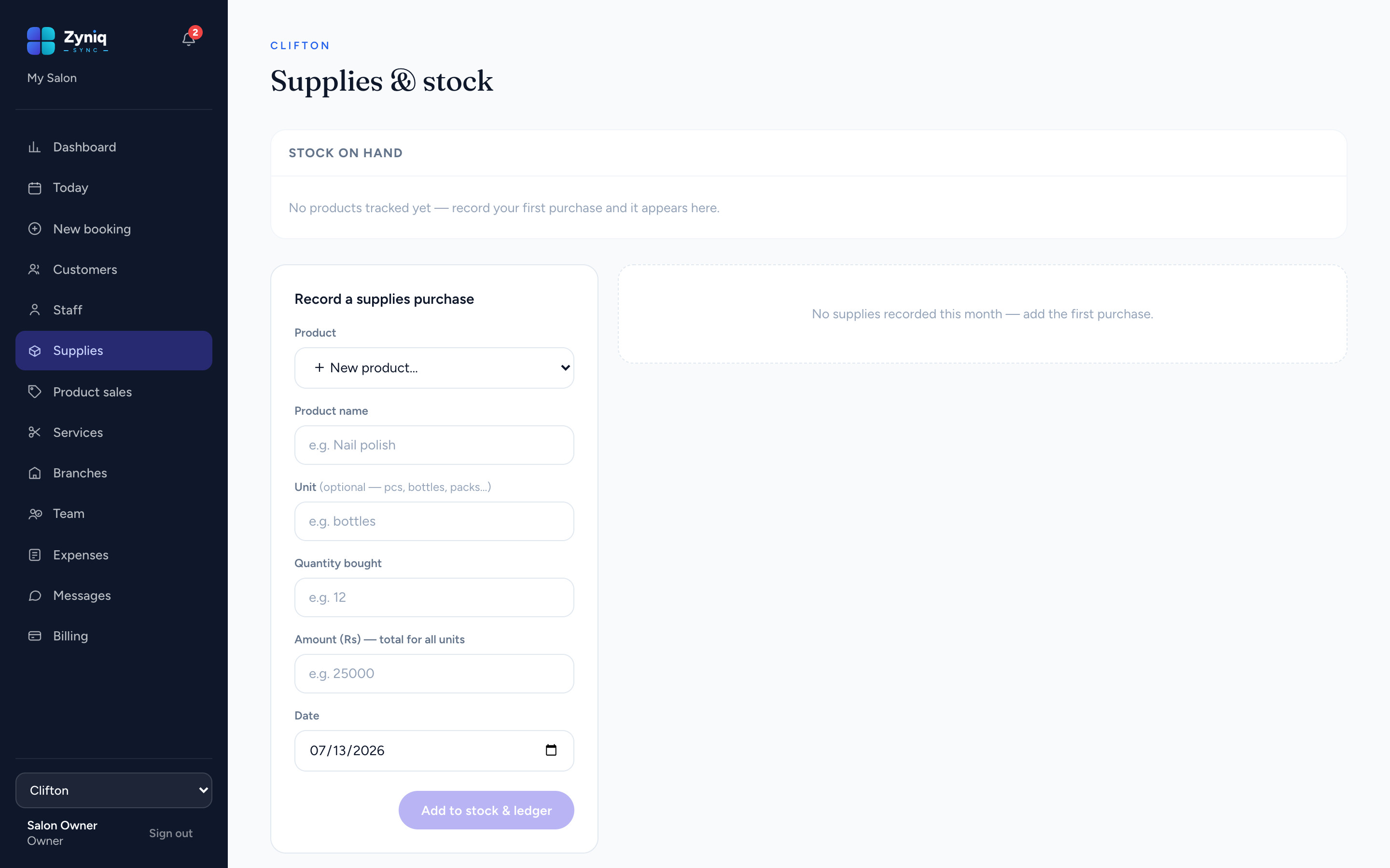 Zyniq Sync — Inventory & stock